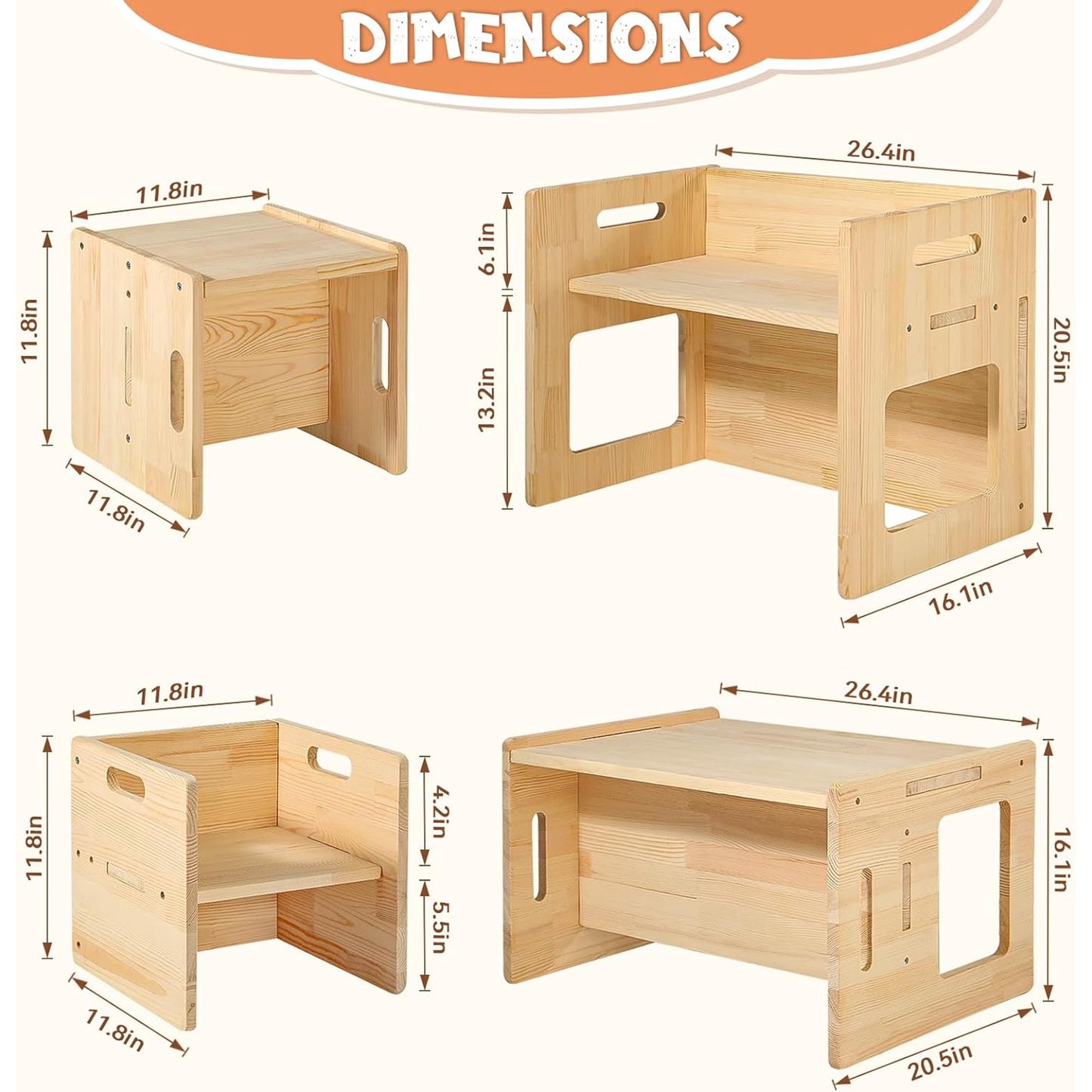 Kids Toddler Wood Table and 2x Chair Set