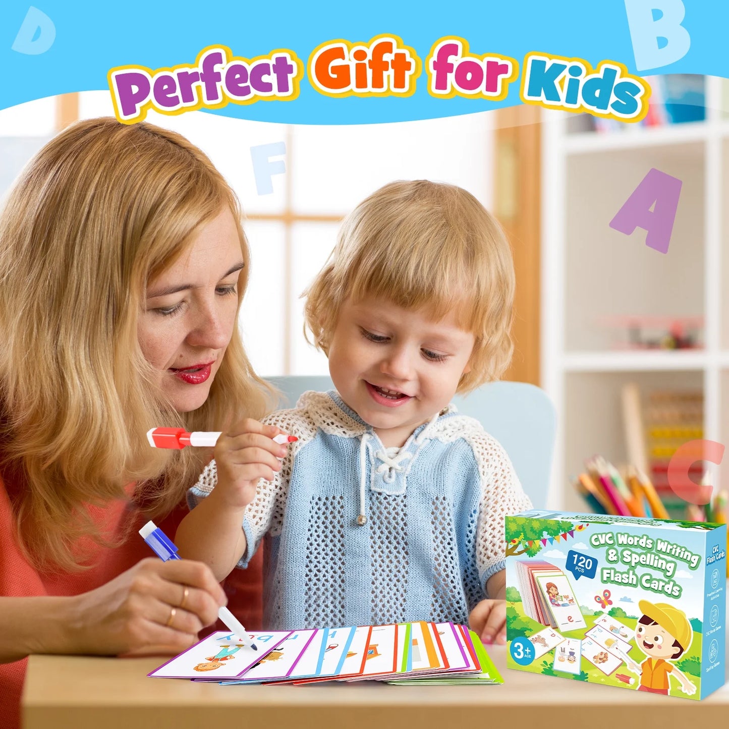 Kids Words Writing & Spelling Flash Cards 120 Pieces