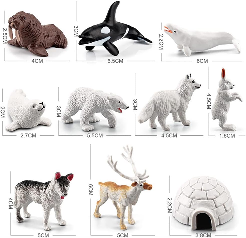 11 Pcs Mini Polar Animal Arctic Sea Glowing Figurines