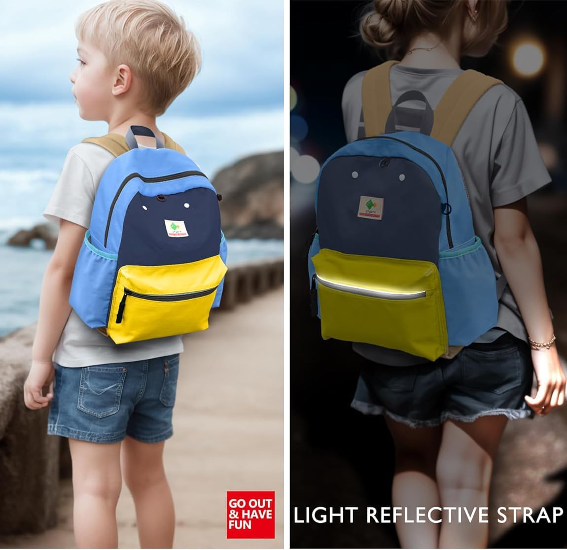 Kids Mini Backpack - Yellow/Blue 12x10x4.5 in