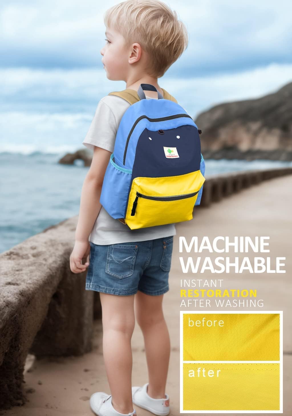 Kids Mini Backpack - Yellow/Blue 12x10x4.5 in