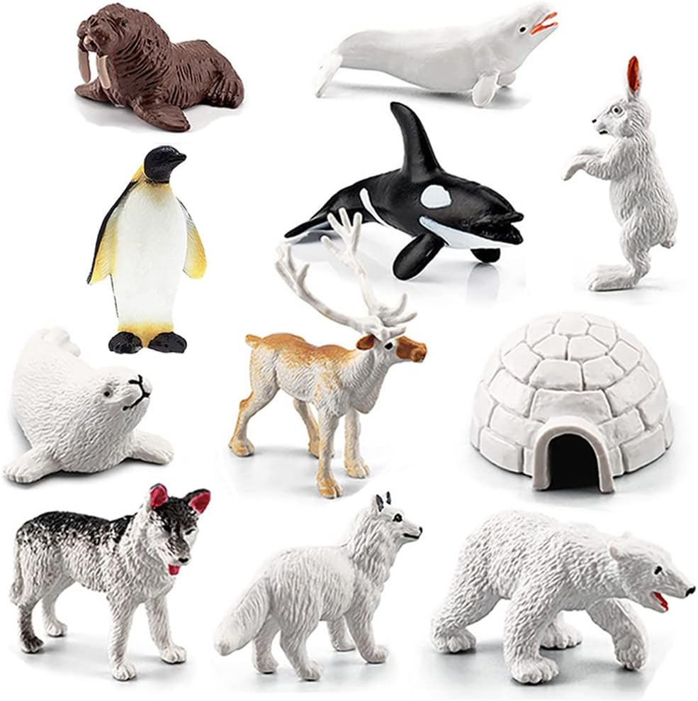 11 Pcs Mini Polar Animal Arctic Sea Glowing Figurines