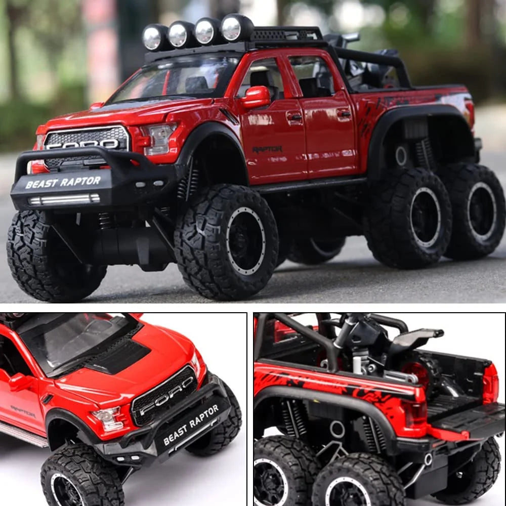 F150 Pickup Raptor Die-Casting Metal Model Car w/ Sound + Light - Scale 1:24