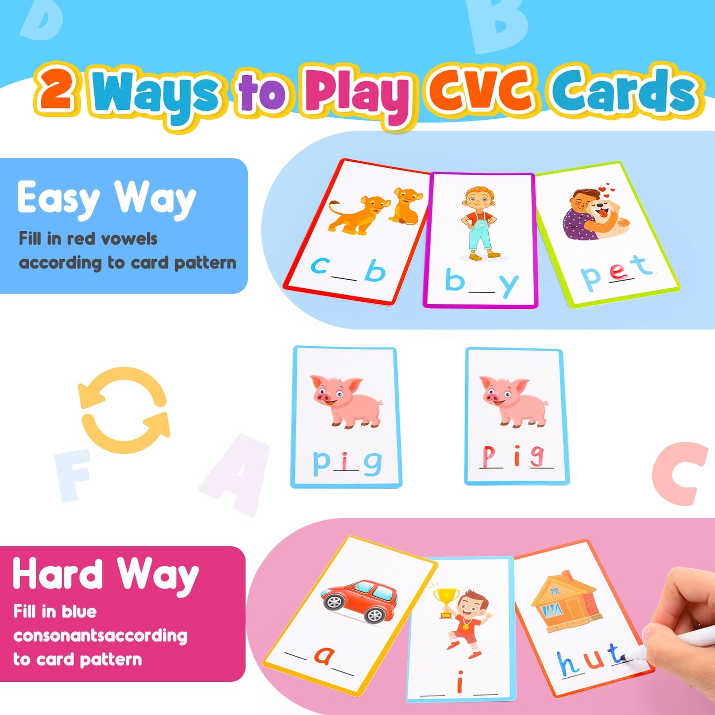 Kids Words Writing & Spelling Flash Cards 120 Pieces