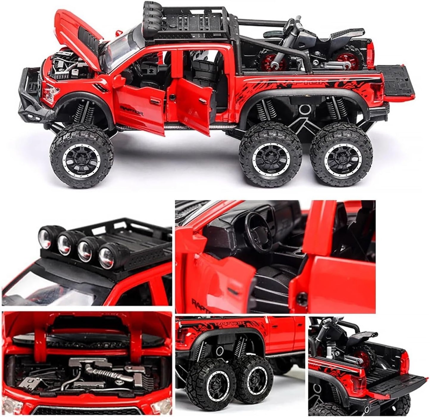 F150 Pickup Raptor Die-Casting Metal Model Car w/ Sound + Light - Scale 1:24