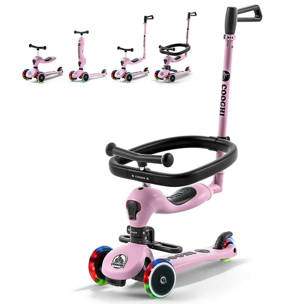 COOGHI Kids V4 Pro 4 in 1 Scooter in Pink Age 10M 5Y
