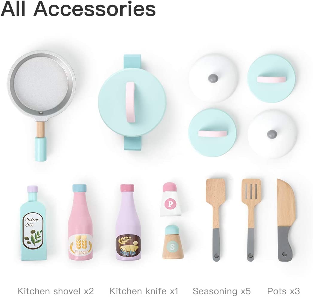 ROBUD Kids & Toddlers Play Kitchen Set with Cookware 31x31x14 in