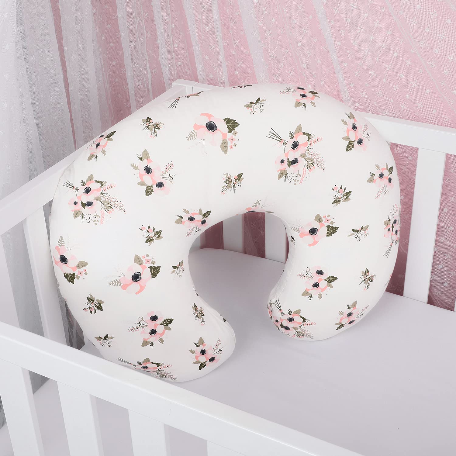 C Shaped Nursing Pillow Soft Fabric Fits Snug on Infant Nursing