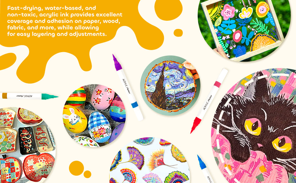 96-Colors Dual Tip Fabric Paint Acrylic Markers