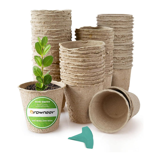 GROWNEER 60pcs 3in Peat Pots Plant Starters With 15 Pcs Plant Labels