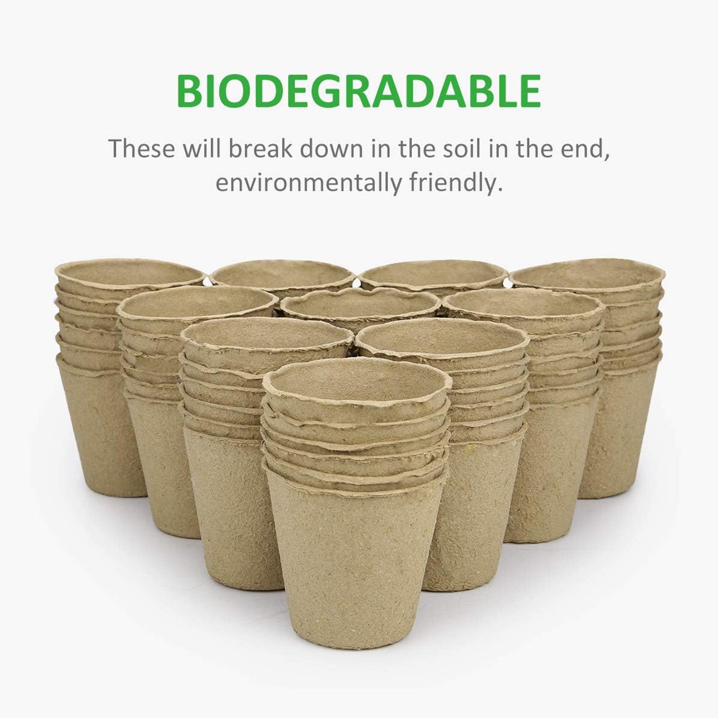 GROWNEER 60pcs 3in Peat Pots Plant Starters With 15 Pcs Plant Labels