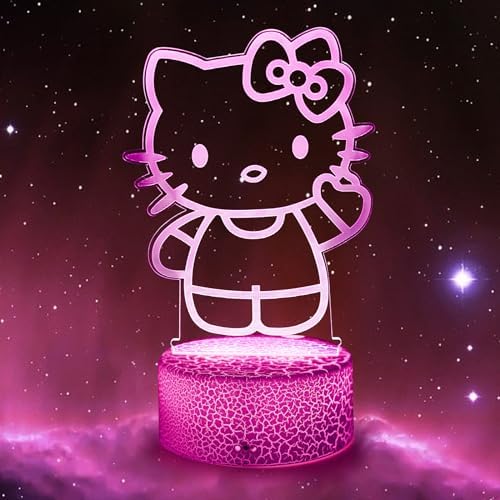 Hello Kitty Night Light - 16 Colors Dimmable 3D Illusion Lamp w/ Remote & Smart Touch