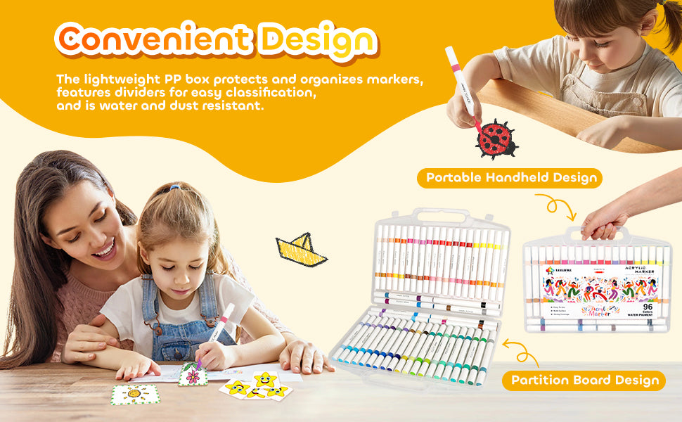 96-Colors Dual Tip Fabric Paint Acrylic Markers