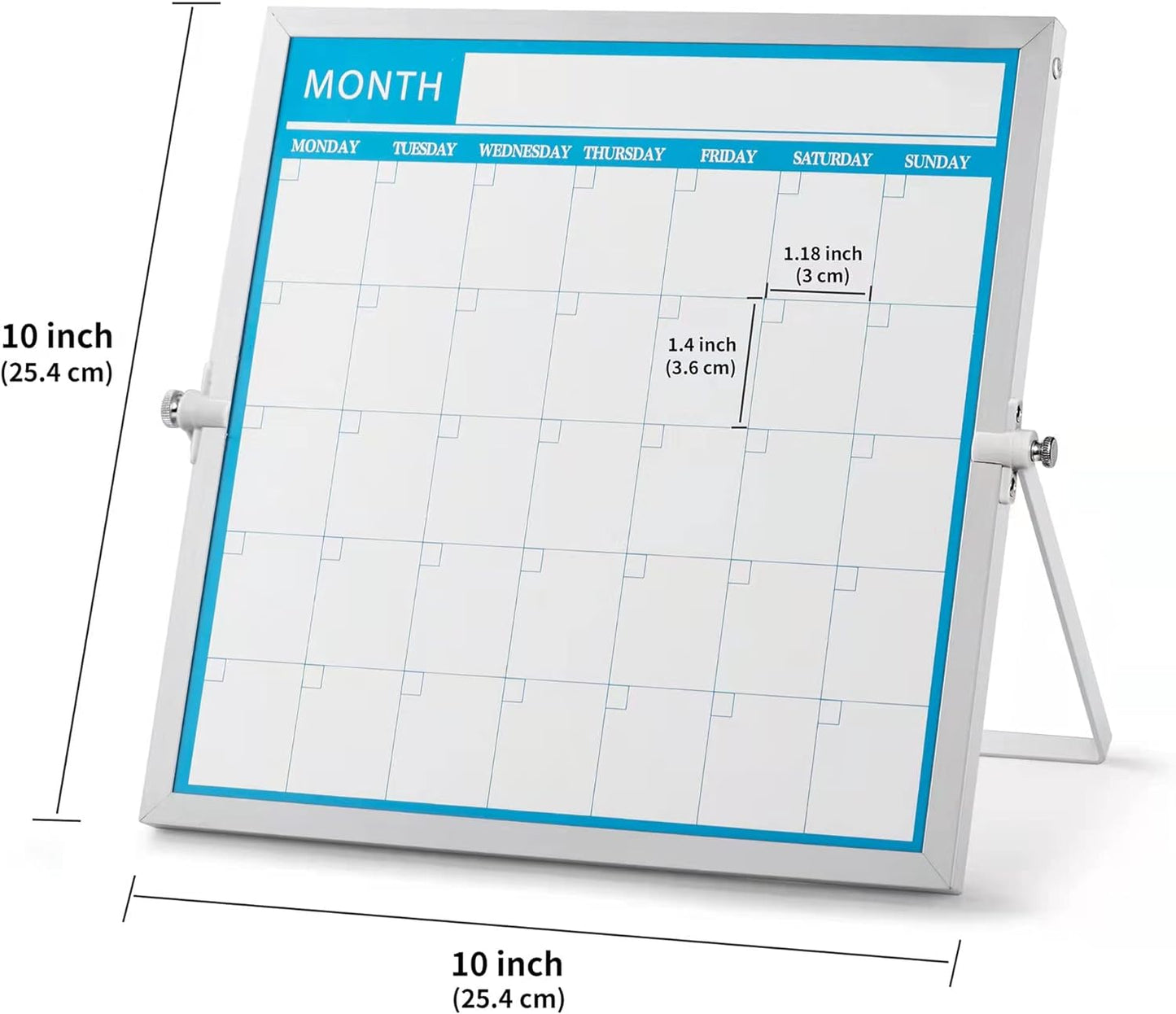 Double-Side Portable Mini Calendar + Dry Erase Board 10'' x 10''