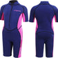 Kids 3mm Neoprene Short Wetsuit - One-Piece Front Zip UV Protection in Pink