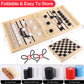 Wooden Board Game 4 in 1 - Fast Hockey + Tic Tac Toe  + Chess + Checker