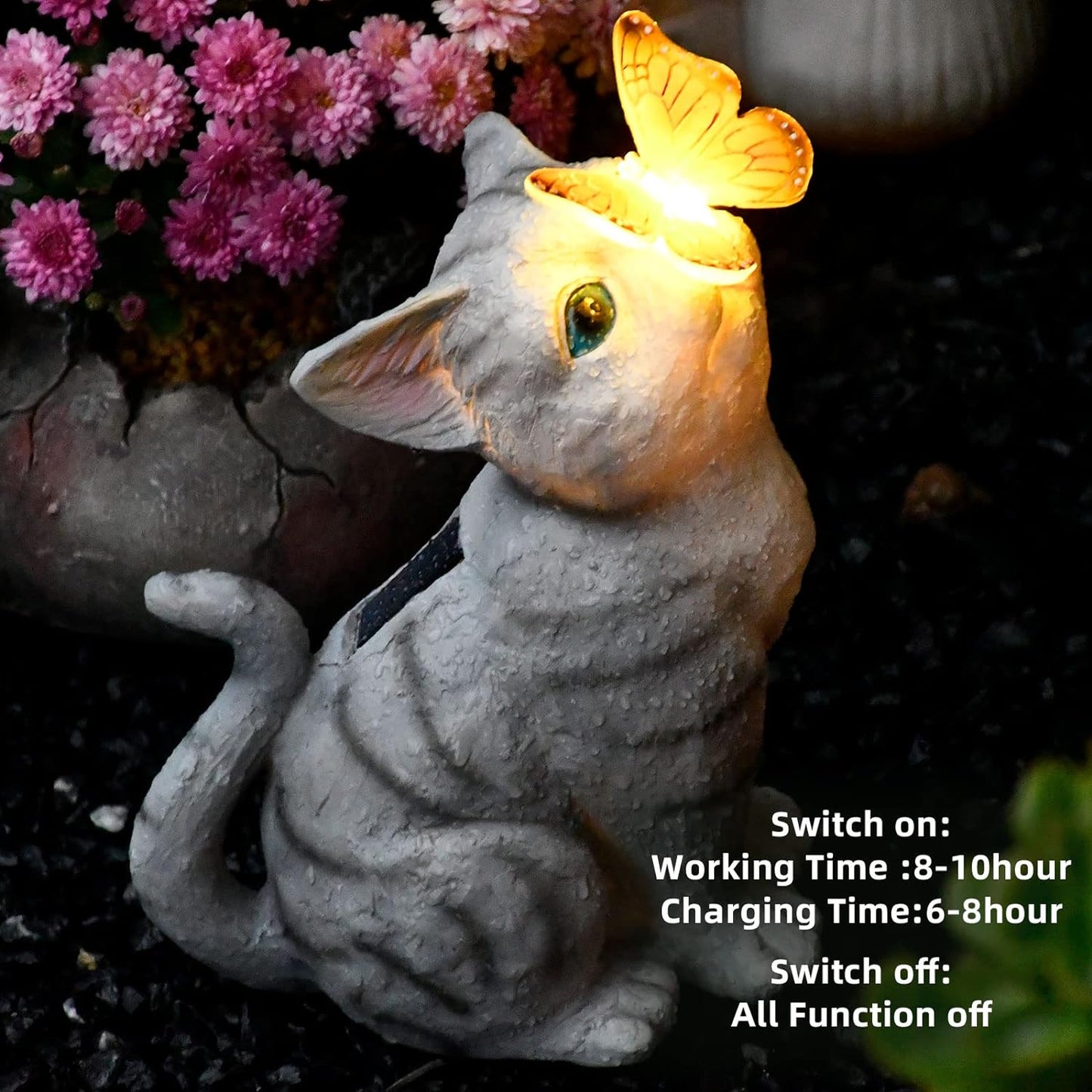 Cat Garden Figurines (Waterproof) with LED lights