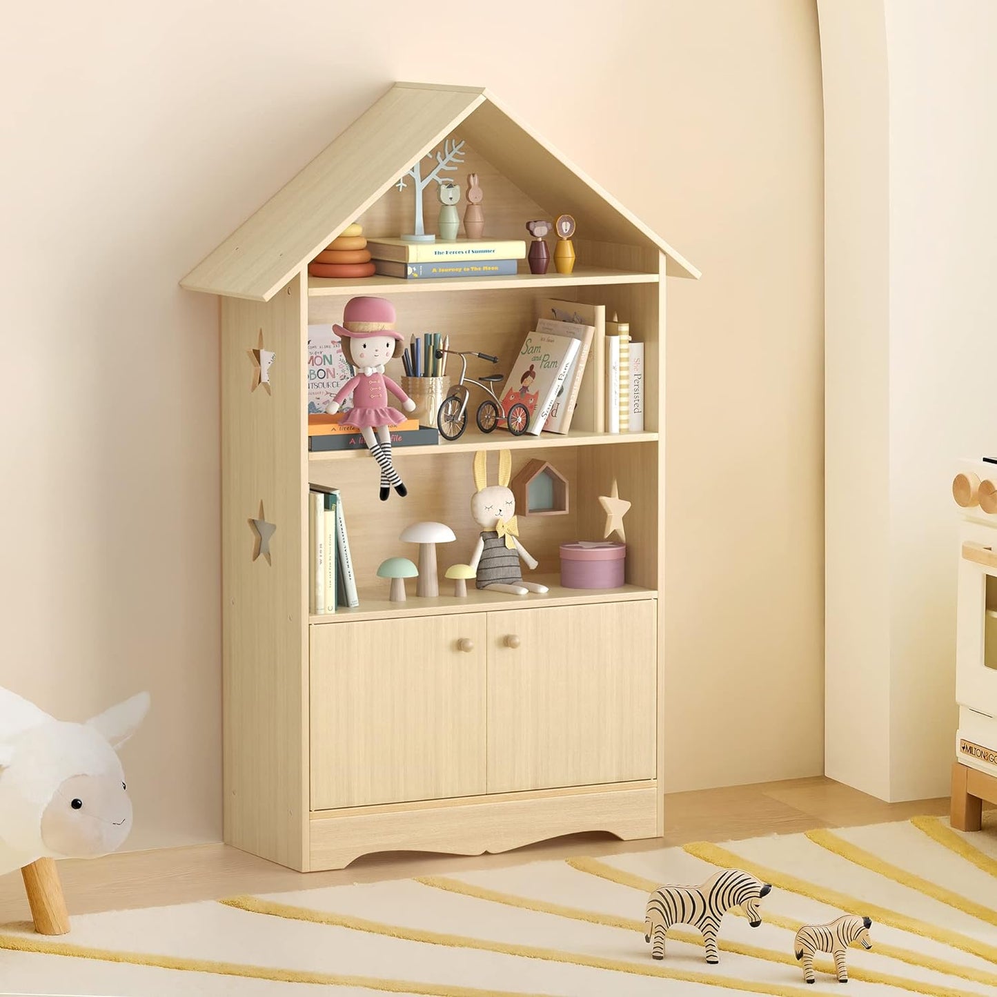 [PICKUP ONLY] Kids Wooden Bookshelf with Storage 10.6"D x 23.4"W x 45.3"H