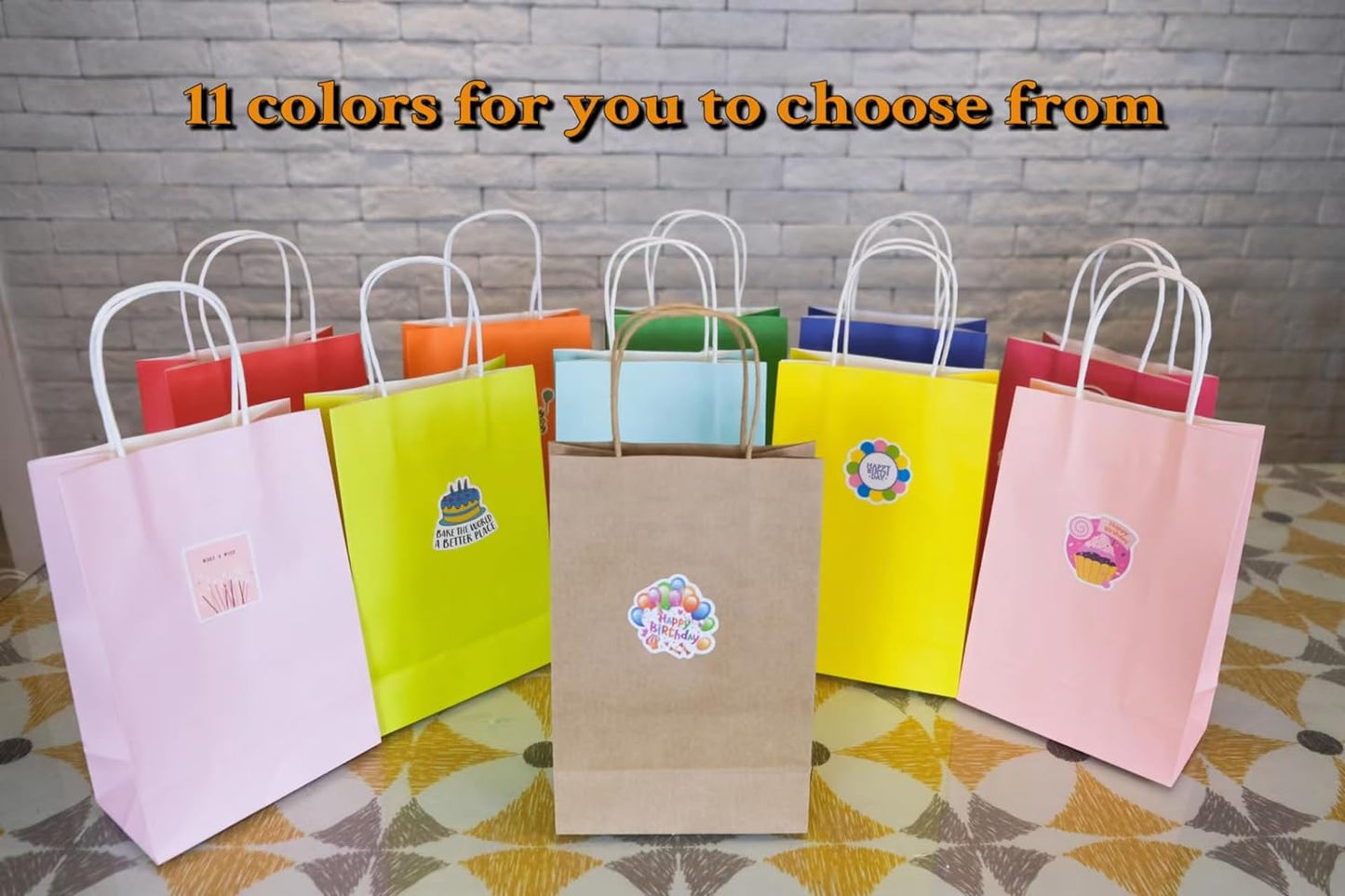 Premium Kraft Paper (120gms) Gift Bags 5 Colors - 30 Pieces 6.5x3.55x10 in