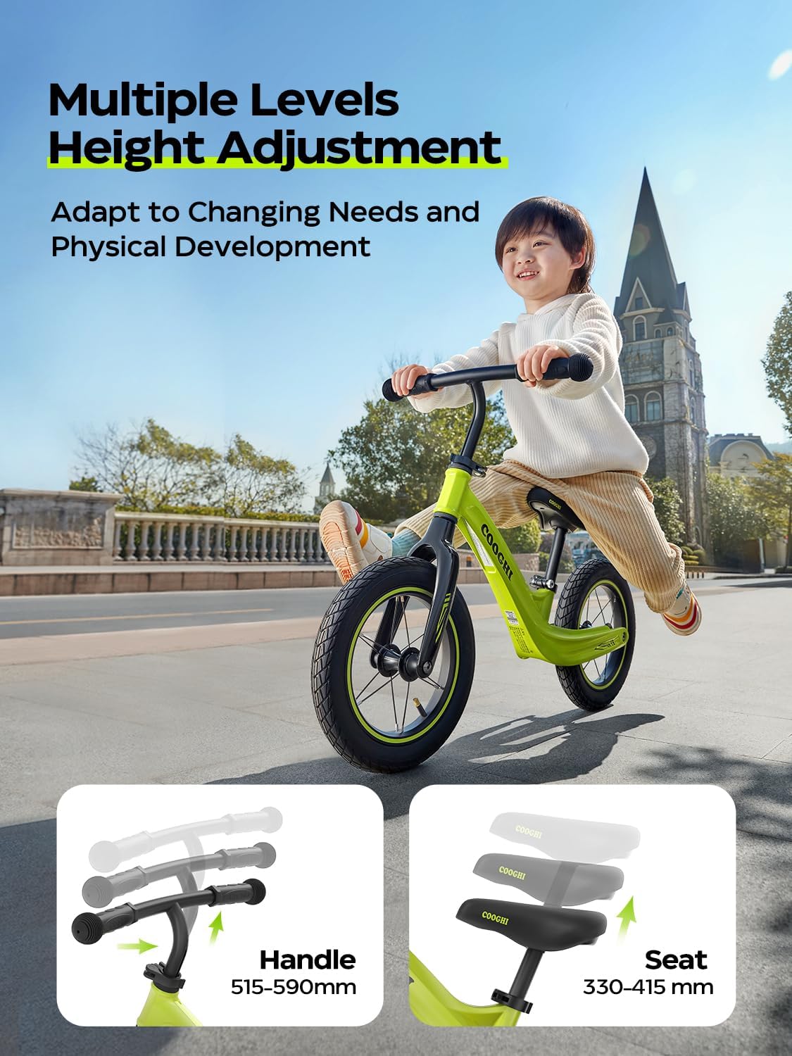 [CA95070 南湾Pickup ONLY] COOGHI Kids S3 Lightweight Balance Bike in Lemon Yellow - Age 2-6Y