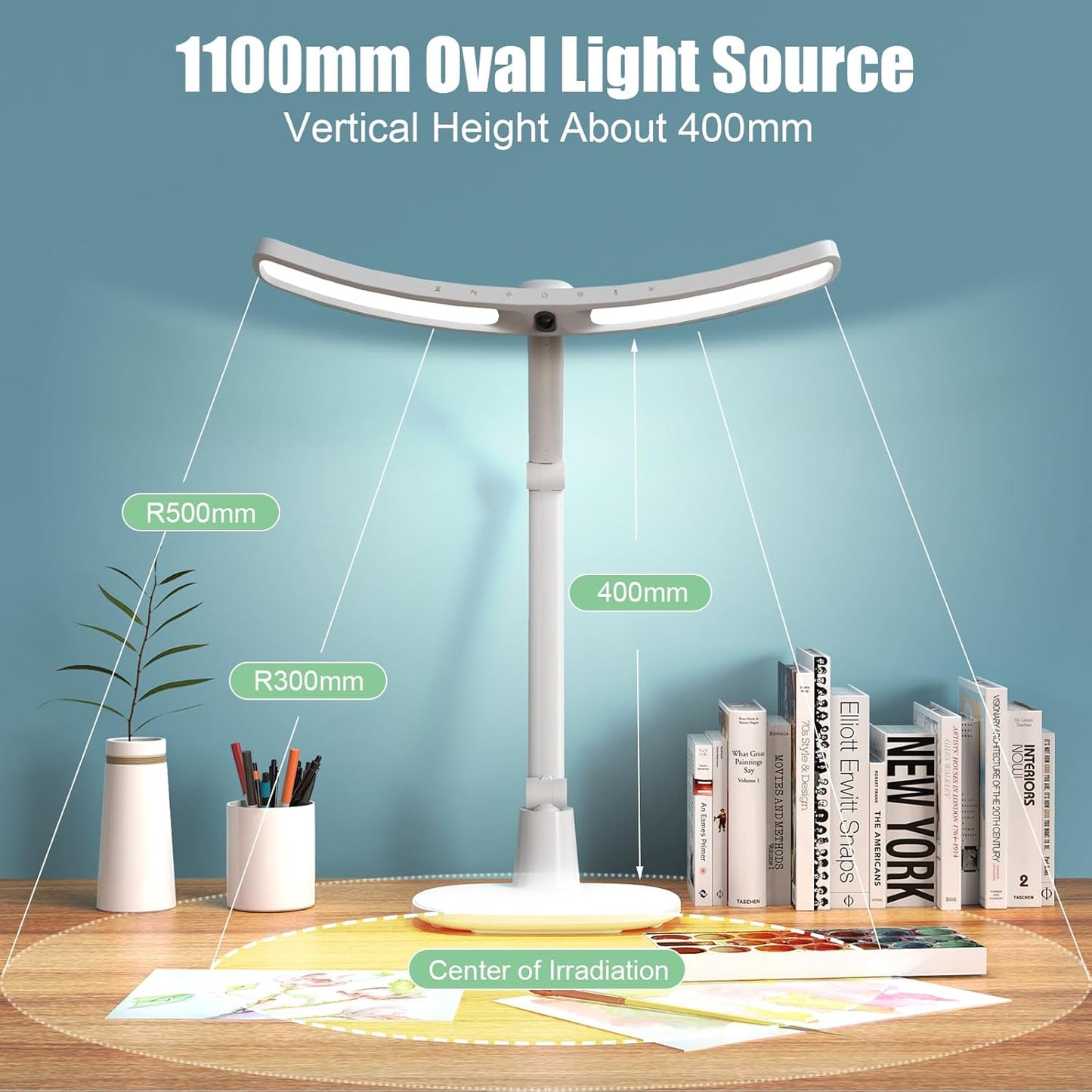 180 Degree Head Rotation LED Desk Ultrawide Lamps w/ 4-Color Modes