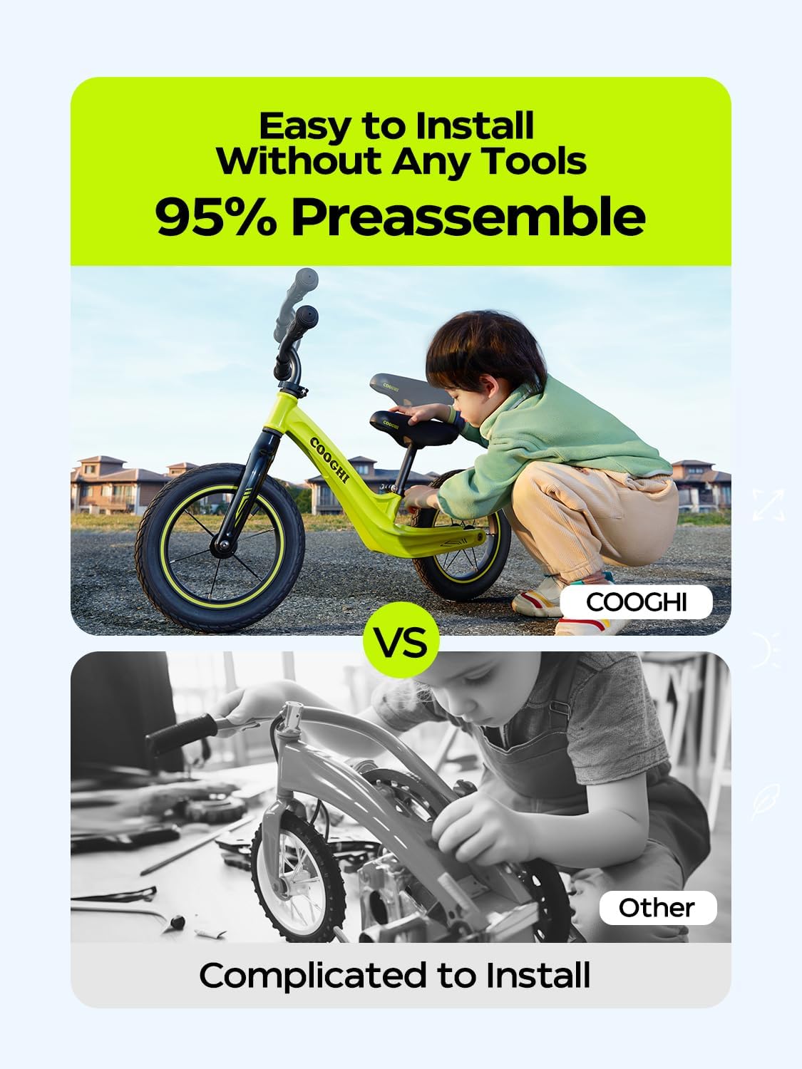 [CA95070 南湾Pickup ONLY] COOGHI Kids S3 Lightweight Balance Bike in Lemon Yellow - Age 2-6Y