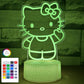 Hello Kitty Night Light - 16 Colors Dimmable 3D Illusion Lamp w/ Remote & Smart Touch