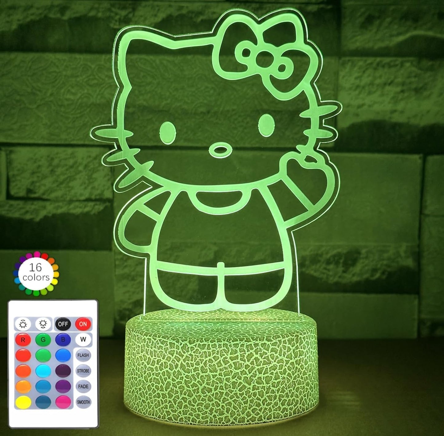 Hello Kitty Night Light - 16 Colors Dimmable 3D Illusion Lamp w/ Remote & Smart Touch