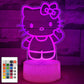 Hello Kitty Night Light - 16 Colors Dimmable 3D Illusion Lamp w/ Remote & Smart Touch