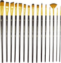 Set of 15 Premium Art Brushes for Watercolor, Acrylic & Oil Painting