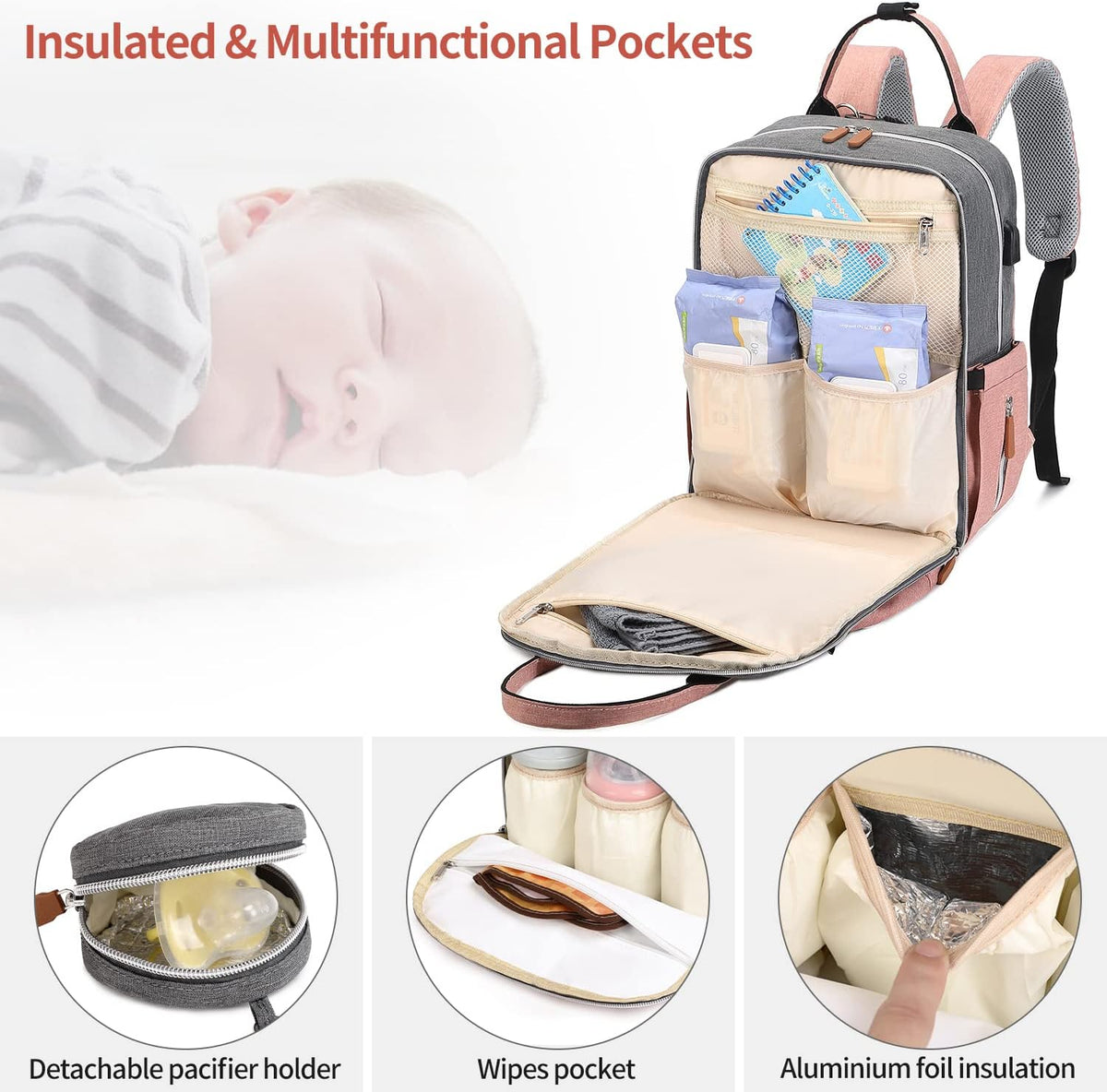 Diaper Travel Backpack (Waterproof) with Changing Pad