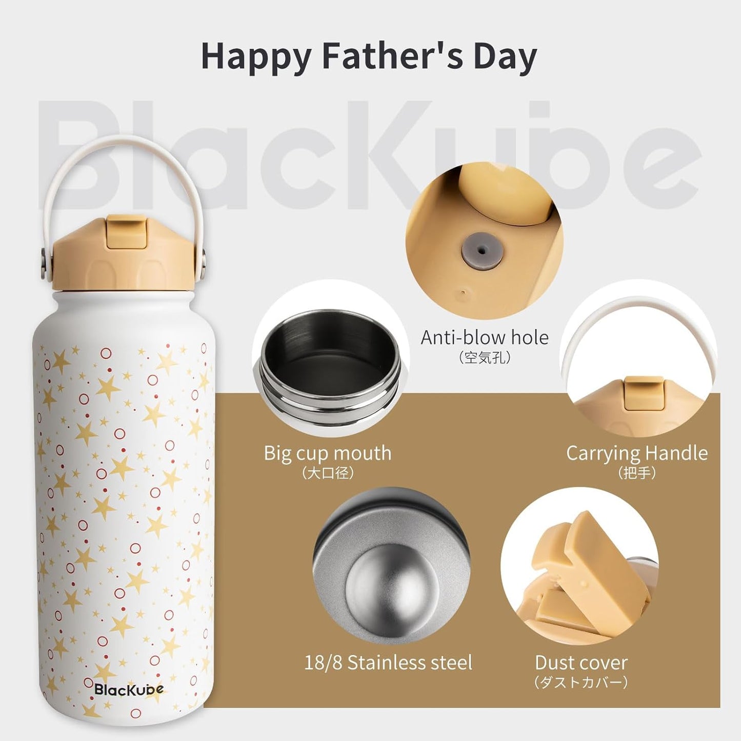 Stainless Steel Thermos BPA-Free Drinking Bottle with Straw 32 oz / 1 L
