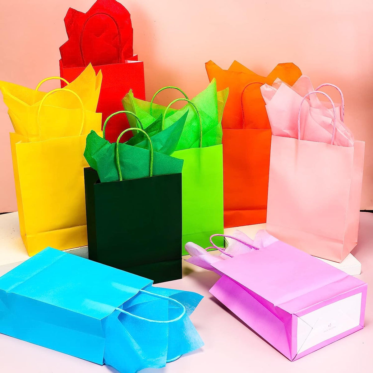 24 Gift Bags with Tissues (Random Colors)
