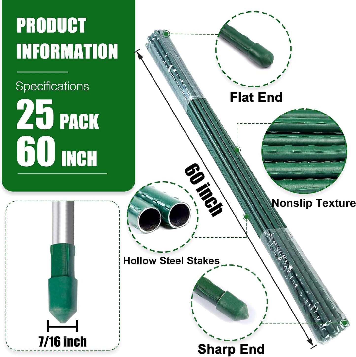 [PICKUP ONLY] Home Garden 5 Ft / 150 cm Steel Plant Stakes - Pack of 25