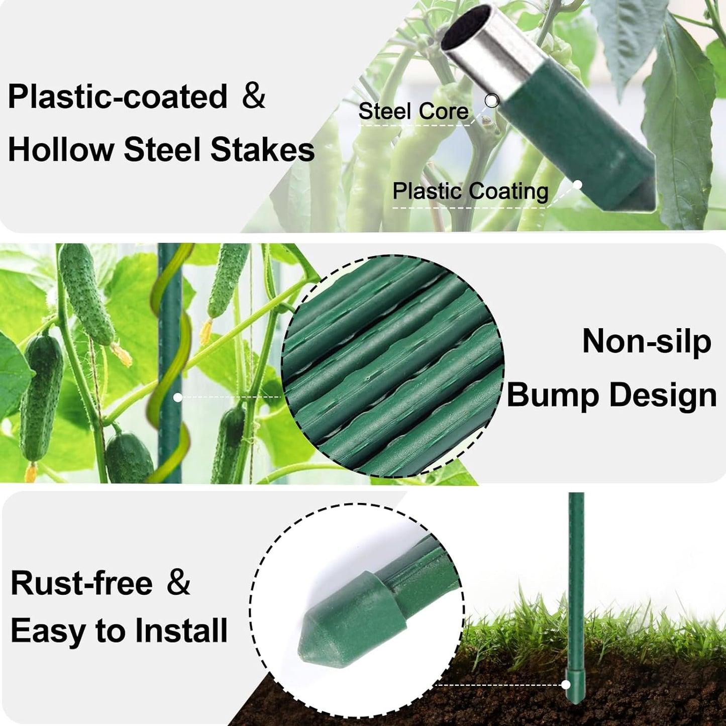 [PICKUP ONLY] Home Garden 5 Ft / 150 cm Steel Plant Stakes - Pack of 25