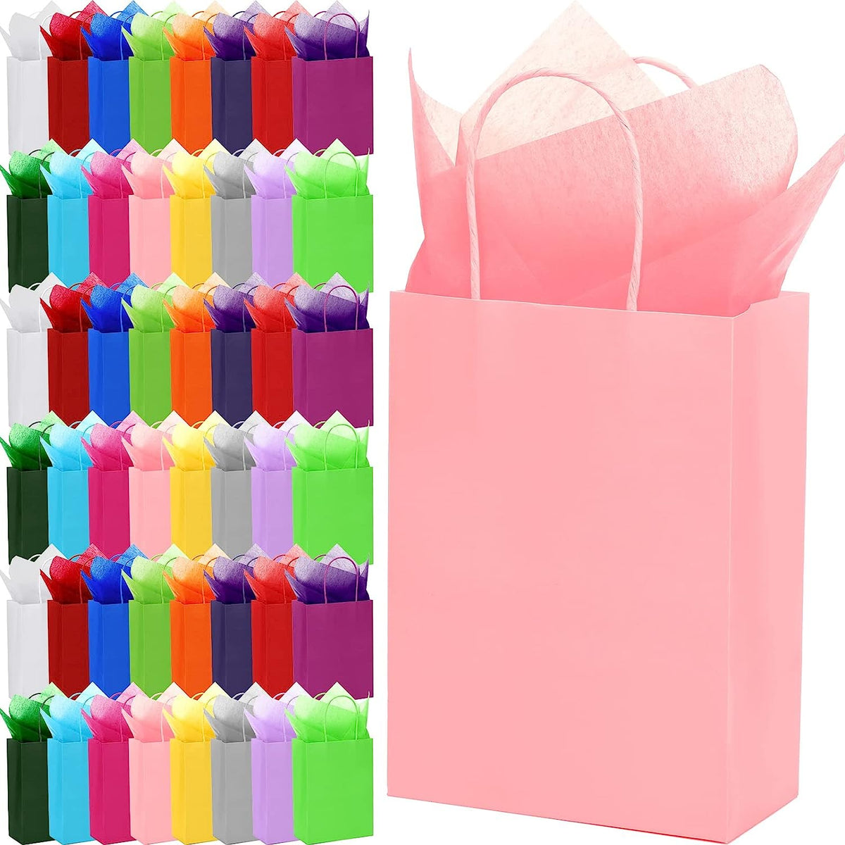 24 Gift Bags with Tissues (Random Colors)