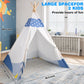 Kids Teepee Foldable Natural Cotton Canvas Tent - Blue/White