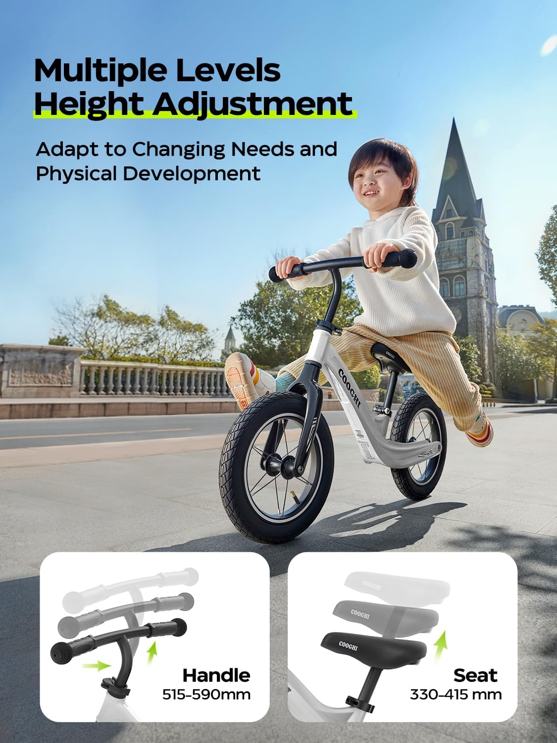 [TX75006 德州Carrollton Pickup ONLY] COOGHI Kids S3 Lightweight Balance Bike in White - Age 2-6Y