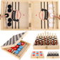 Wooden Board Game 4 in 1 - Fast Hockey + Tic Tac Toe  + Chess + Checker