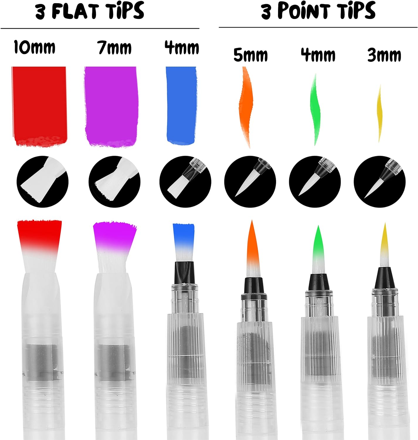 6 Piece Water Color Painting Brush Pen Set