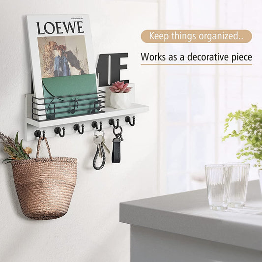 Wall Mount Holder/Organizer with 6 Sturdy Hooks – click99c