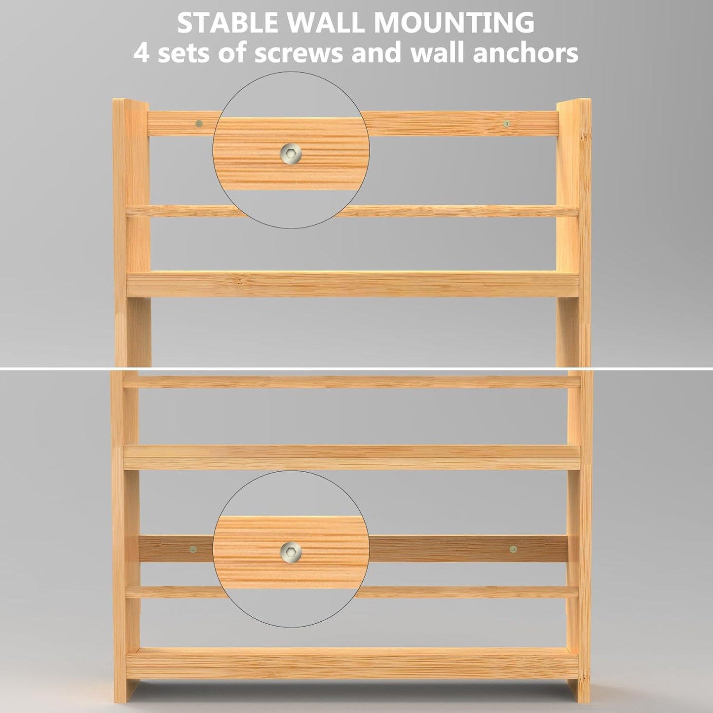 4 Tier Wall Mounted Bookshelf for Bedroom, Living Room, and Classroom