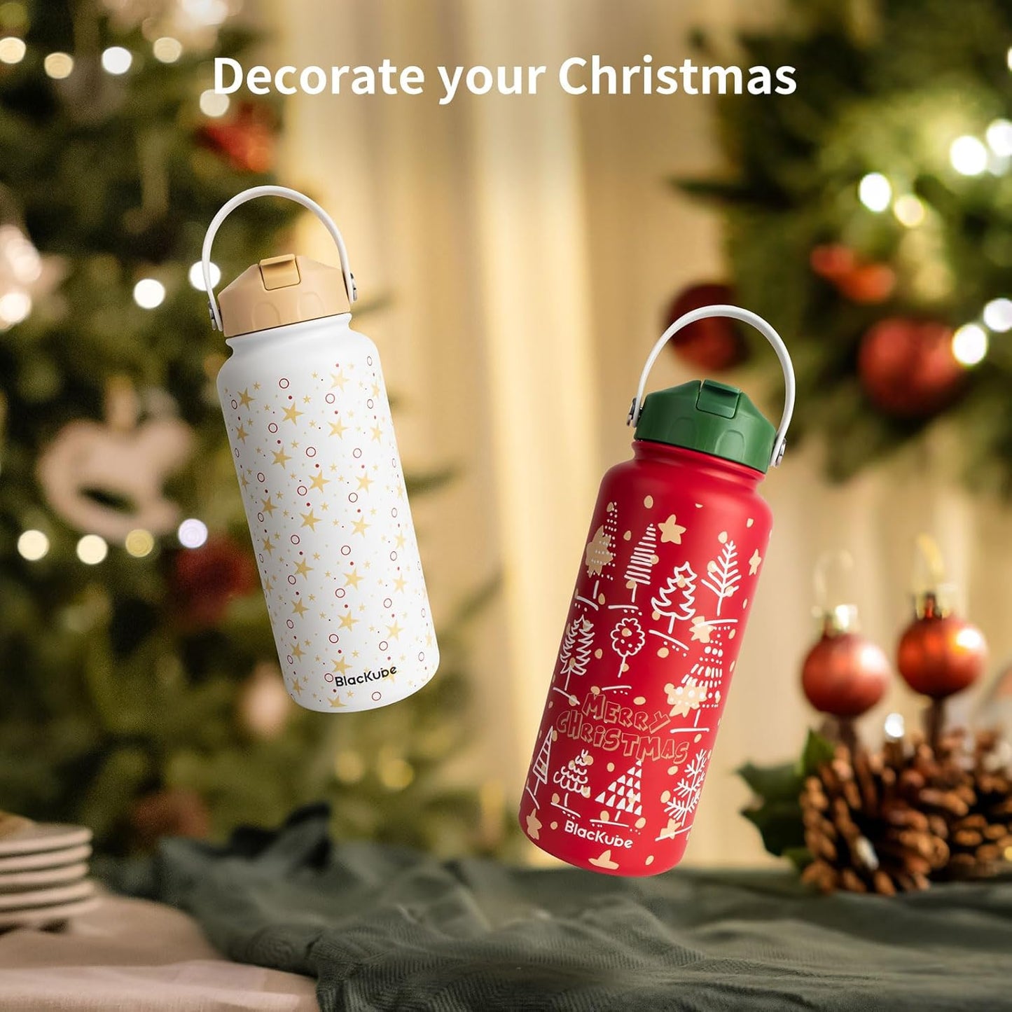 Stainless Steel Thermos BPA-Free Drinking Bottle with Straw 32 oz / 1 L