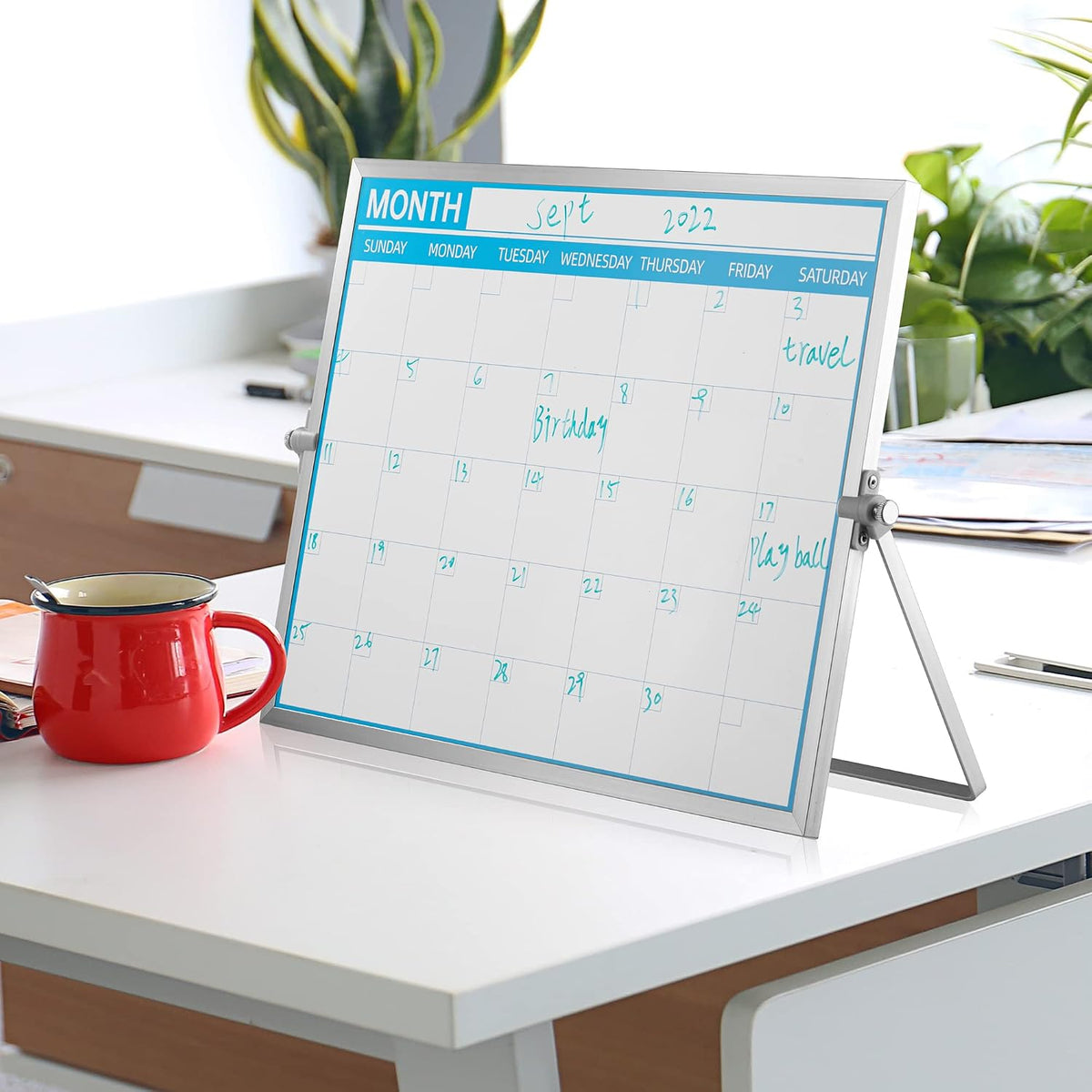 Double-Side Portable Mini Calendar + Dry Erase Board 16'' x 12''