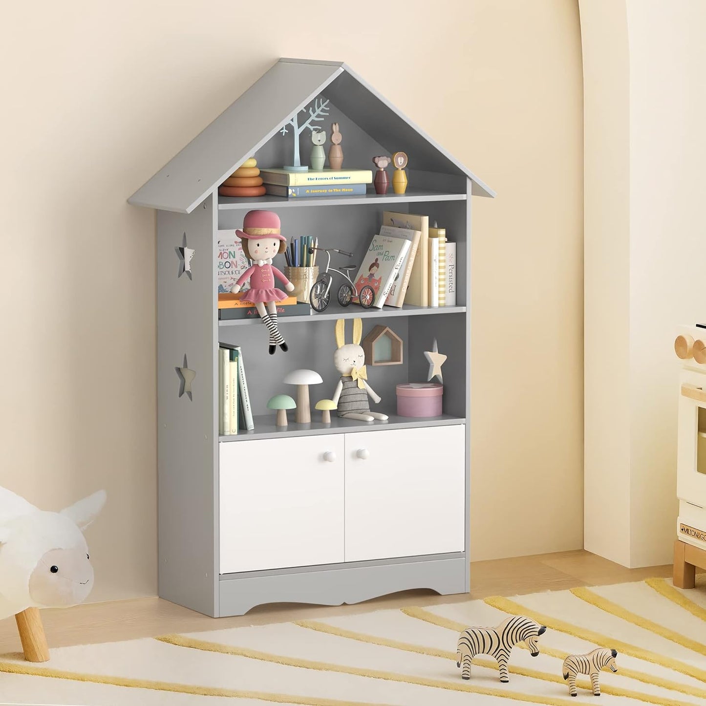 [PICKUP ONLY] Kids Wooden Bookshelf with Storage 10.6"D x 23.4"W x 45.3"H