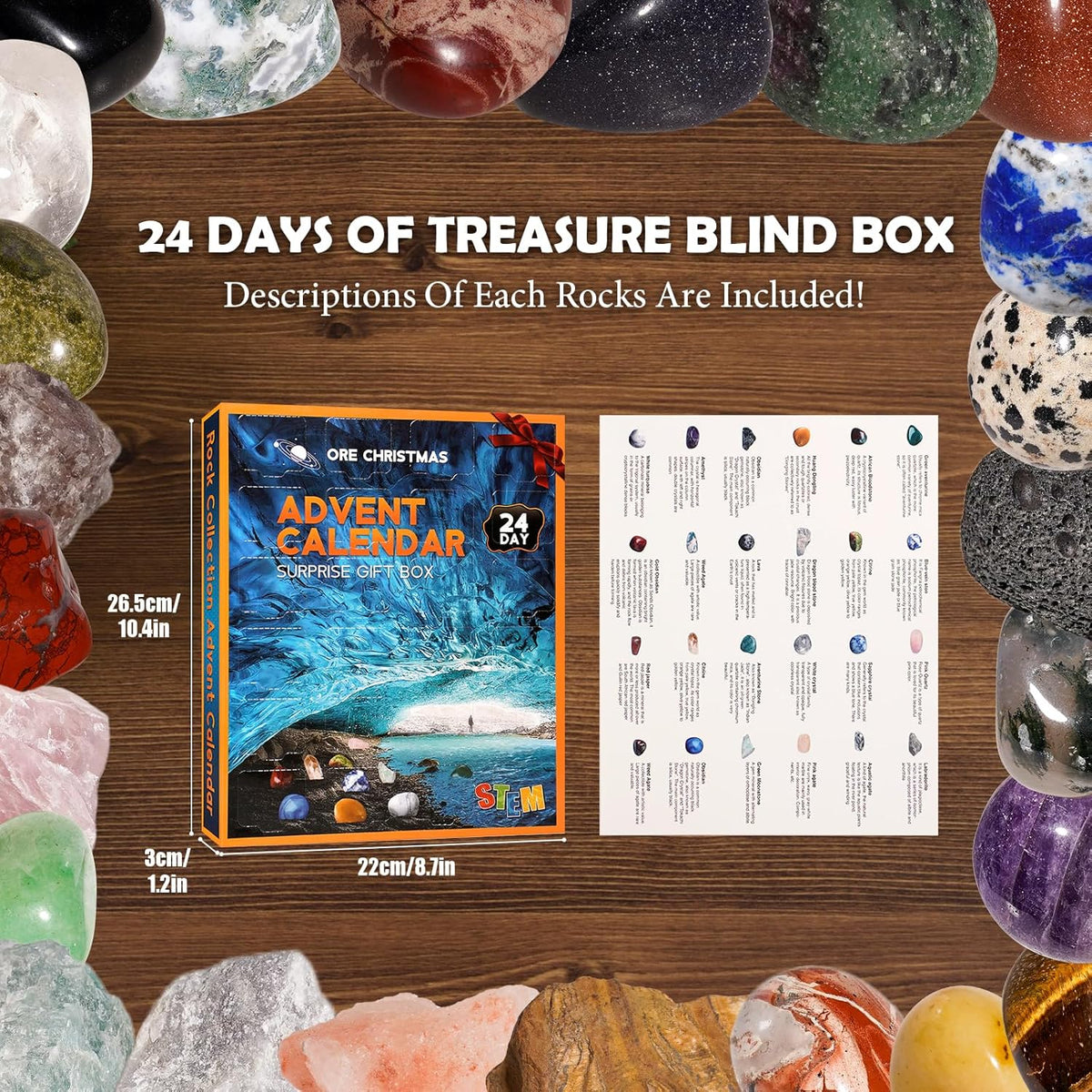 Kids 24 Crystals, Rocks and Minerals Collection Advent Calendar