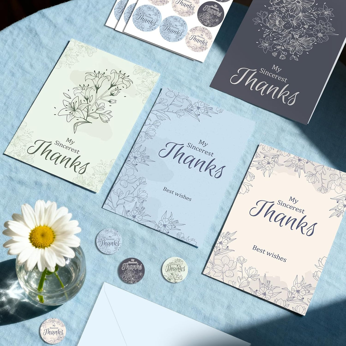 48 Pcs Thank You Cards with Envelopes + Seal Stickers