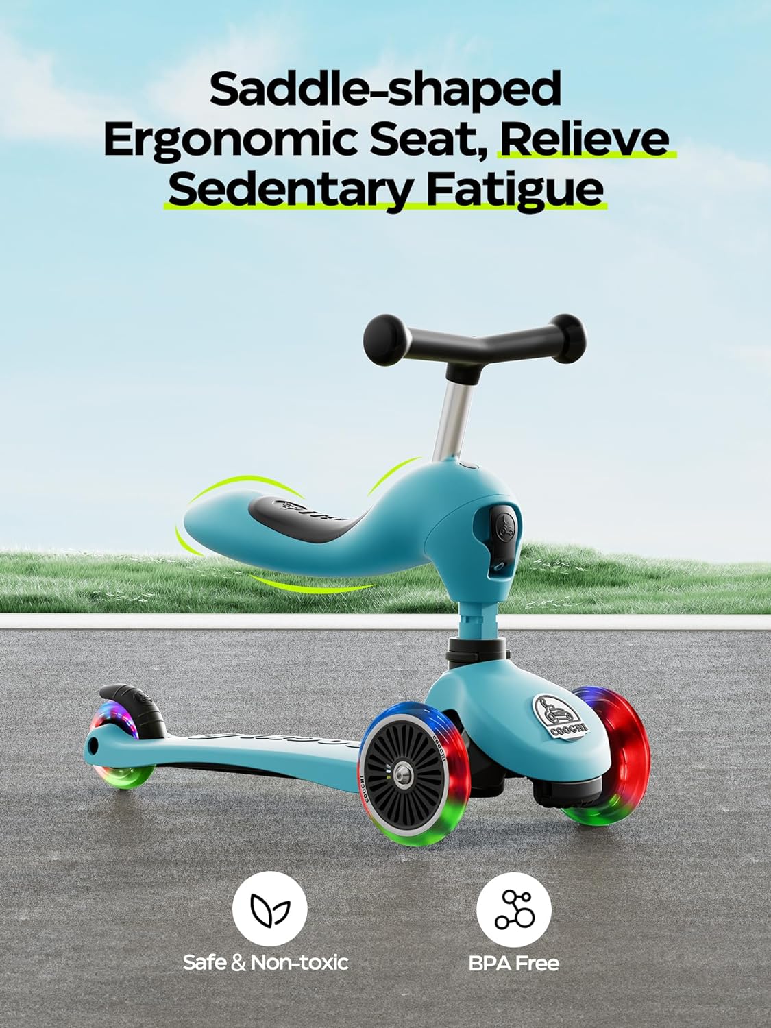 COOGHI Kids V3 Pro 3-in-1 Scooter in Ocean Blue - Age 1-5Y