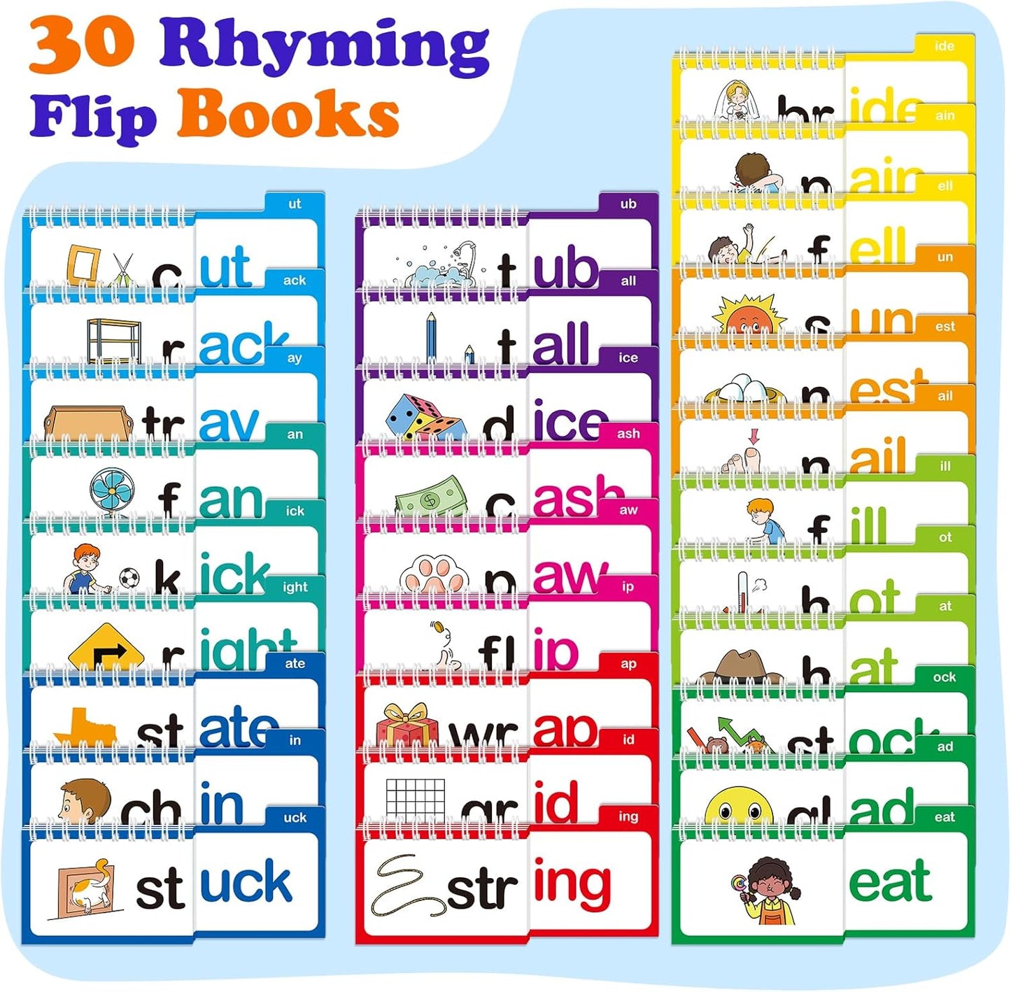 30 Phonics Vocabulary Learning Flashcards Books