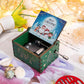 Set of 4 - Hand Crank Engraved Music Box - Merry Christmas
